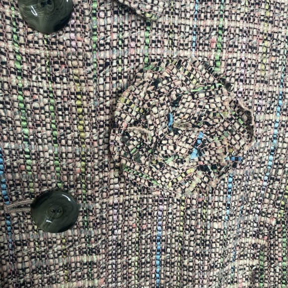 TAHARI Pink Black Mint and Blue tweed Two pocket classic Blazer Size Size 10 - Picture 4 of 7